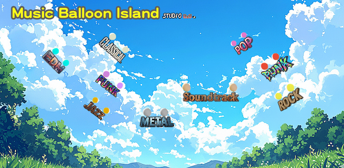 music balloon island graphic